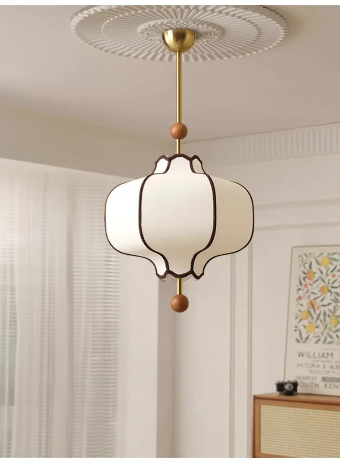 Medieval Pendant Light - Beige Fabric Shade 50cm WHIMSICAL HOME OF CREATIONS