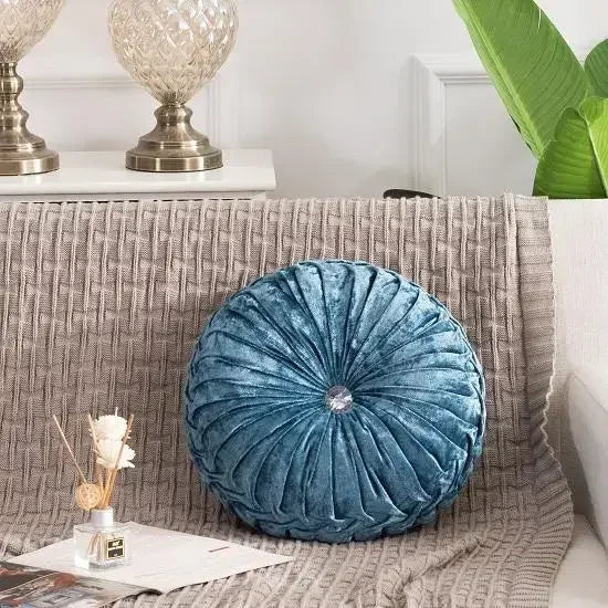 Plush Round Vintage Velvet Decorative Pillows – Vibrant Colours & Classic Charm WHIMSICAL HOME OF CREATIONS