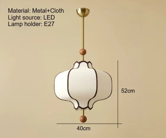 Medieval Pendant Light - Beige Fabric Shade 50cm WHIMSICAL HOME OF CREATIONS
