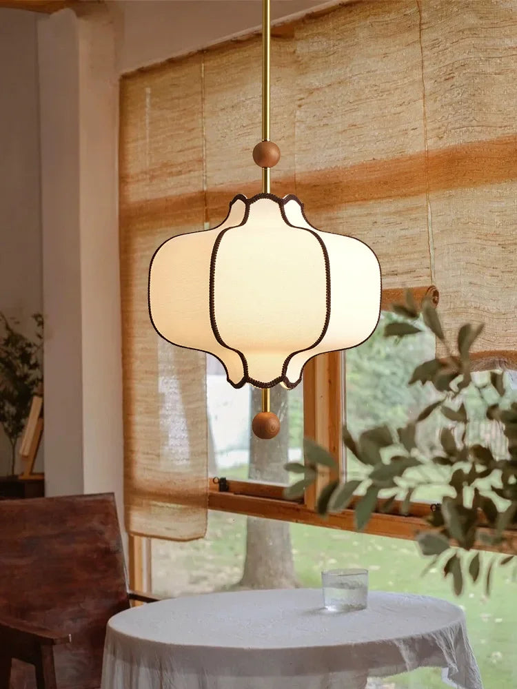 Medieval Pendant Light - Beige Fabric Shade 50cm WHIMSICAL HOME OF CREATIONS