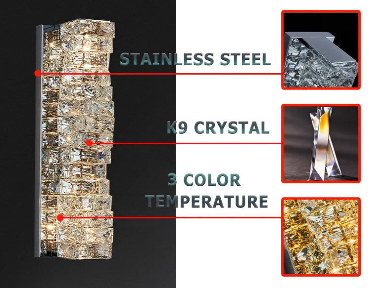 Luxury Crystal Wall Sconce – High-End K9 Crystal Light Fixture WHIMSICAL HOME OF CREATIONS