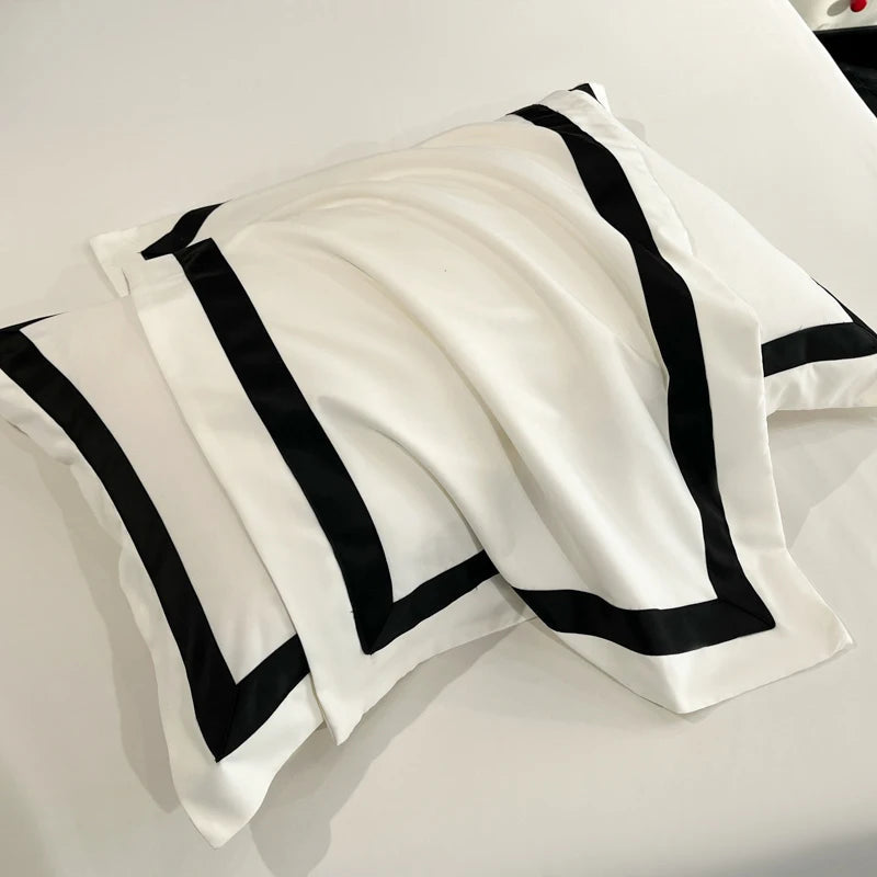 Luxury Hotel-Style Black & White 4-Piece Duvet Cover Set – Thick Brushed 100% Pure Cotton WHIMSICAL HOME OF CREATIONS