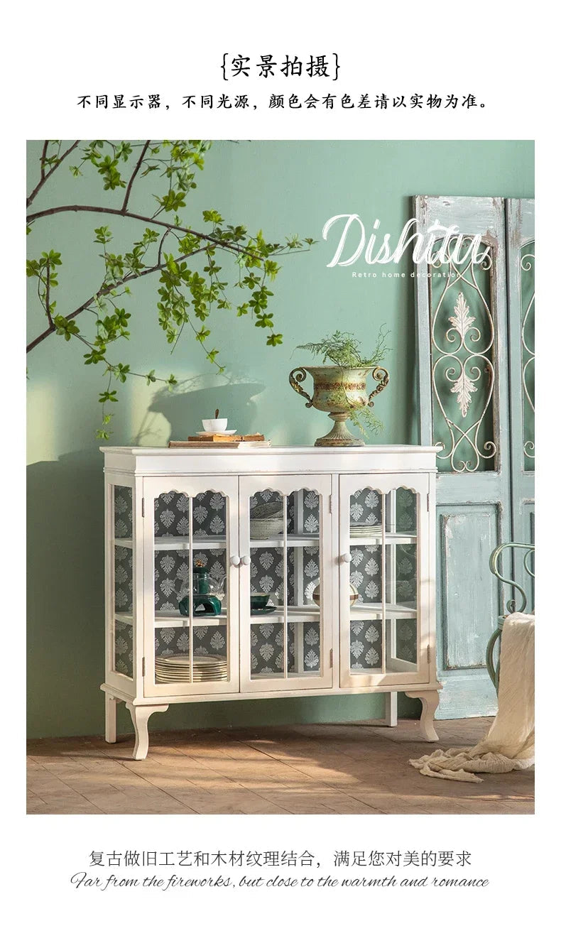 French Distressed Glass Cabinet – Rustic Elegance with Luxury Interior Design WHIMSICAL HOME OF CREATIONS