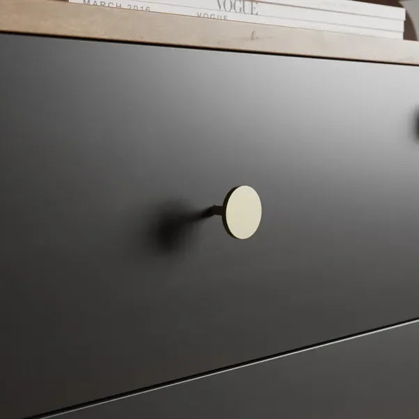 Extra Wide Retro Ribbed Sideboard with Gold Accents – Dark Wood & Luxury Design WHIMSICAL HOME OF CREATIONS