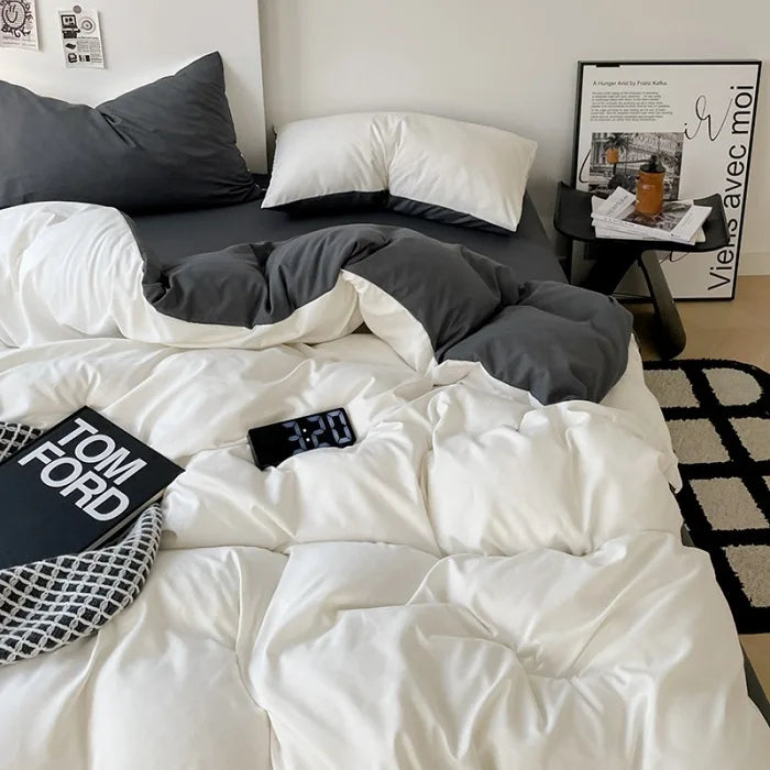 Luxury 100% Pure Linen-Cotton Twill Bed Sheet Set with Duvet Cover & Pillowcases – Soft, Durable, Breathable WHIMSICAL HOME OF CREATIONS