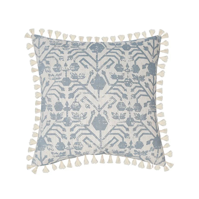Boho Vintage Linen Pillow Case – Light Blue 45X45cm and 30x50cm WHIMSICAL HOME OF CREATIONS