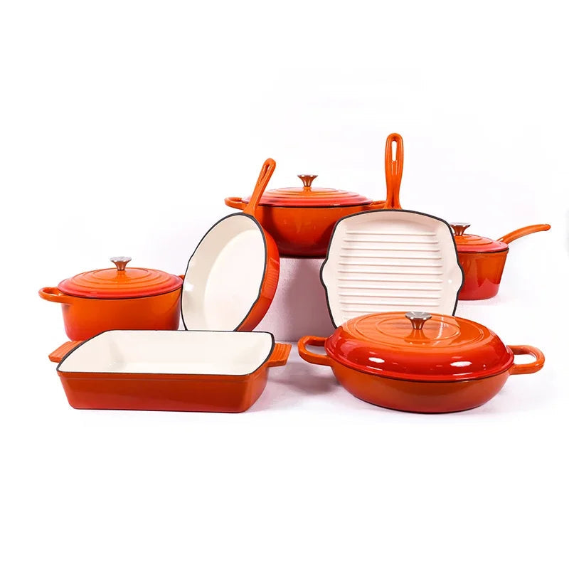 7-Piece High-Grade Cast Iron Non-Stick Cookware Set – French Retro Elegance WHIMSICAL HOME OF CREATIONS
