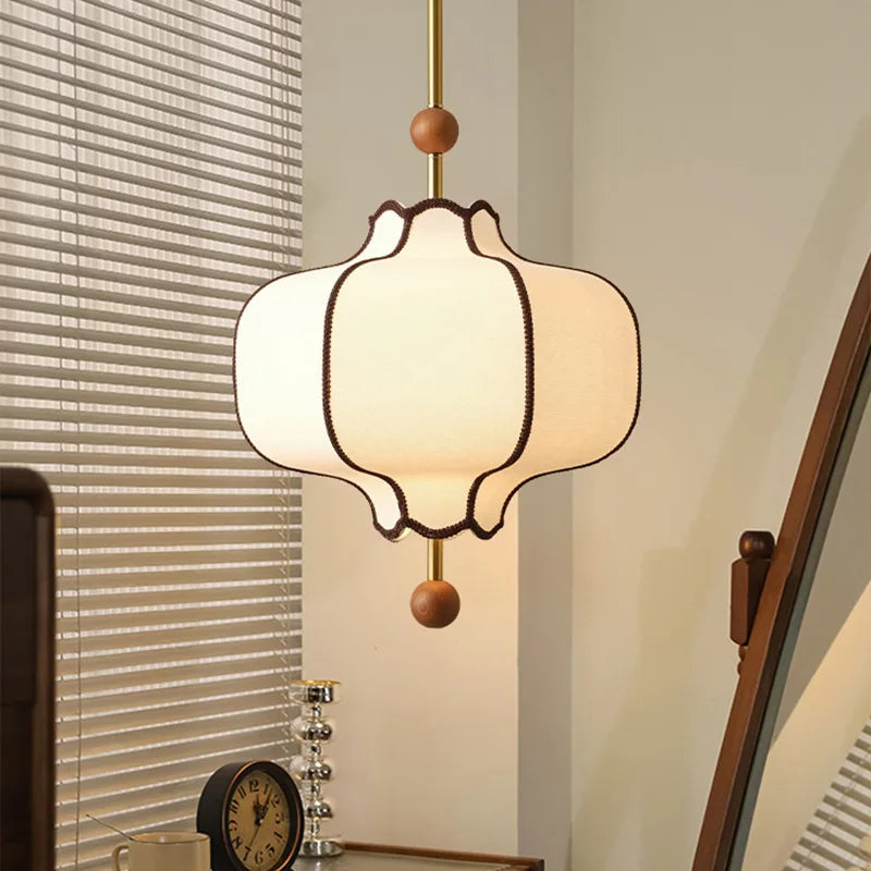 Medieval Pendant Light - Beige Fabric Shade 50cm WHIMSICAL HOME OF CREATIONS