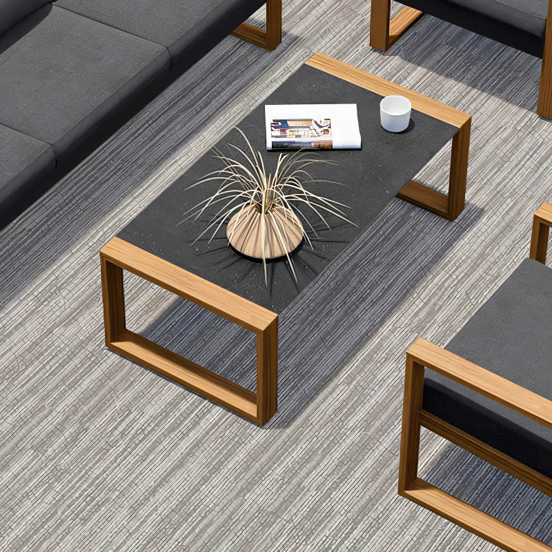 Luxury 4-Piece Aluminium Faux-Wood Outdoor Lounge Set — Modern Californian Minimalist Design WHIMSICAL HOME OF CREATIONS