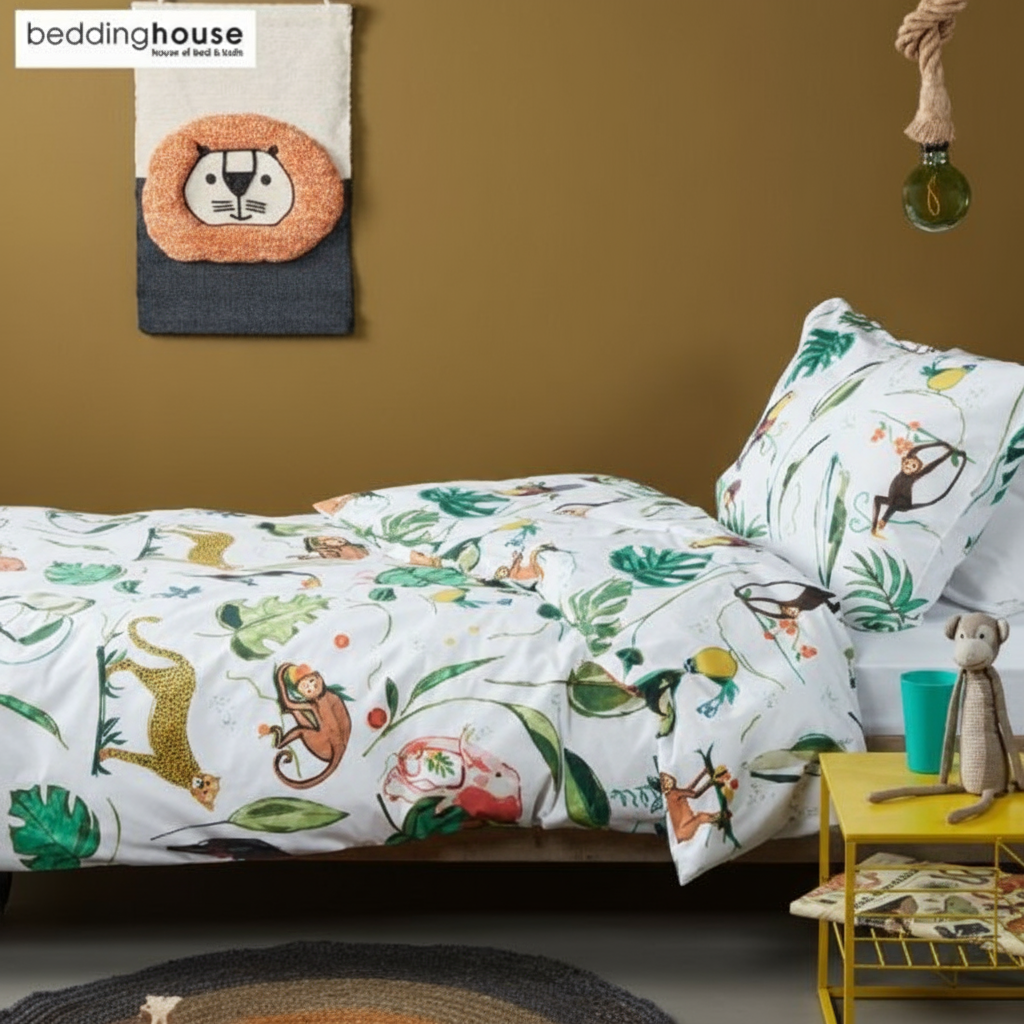 100% Cotton Jungle Print Quilt Cover Set – Single Size