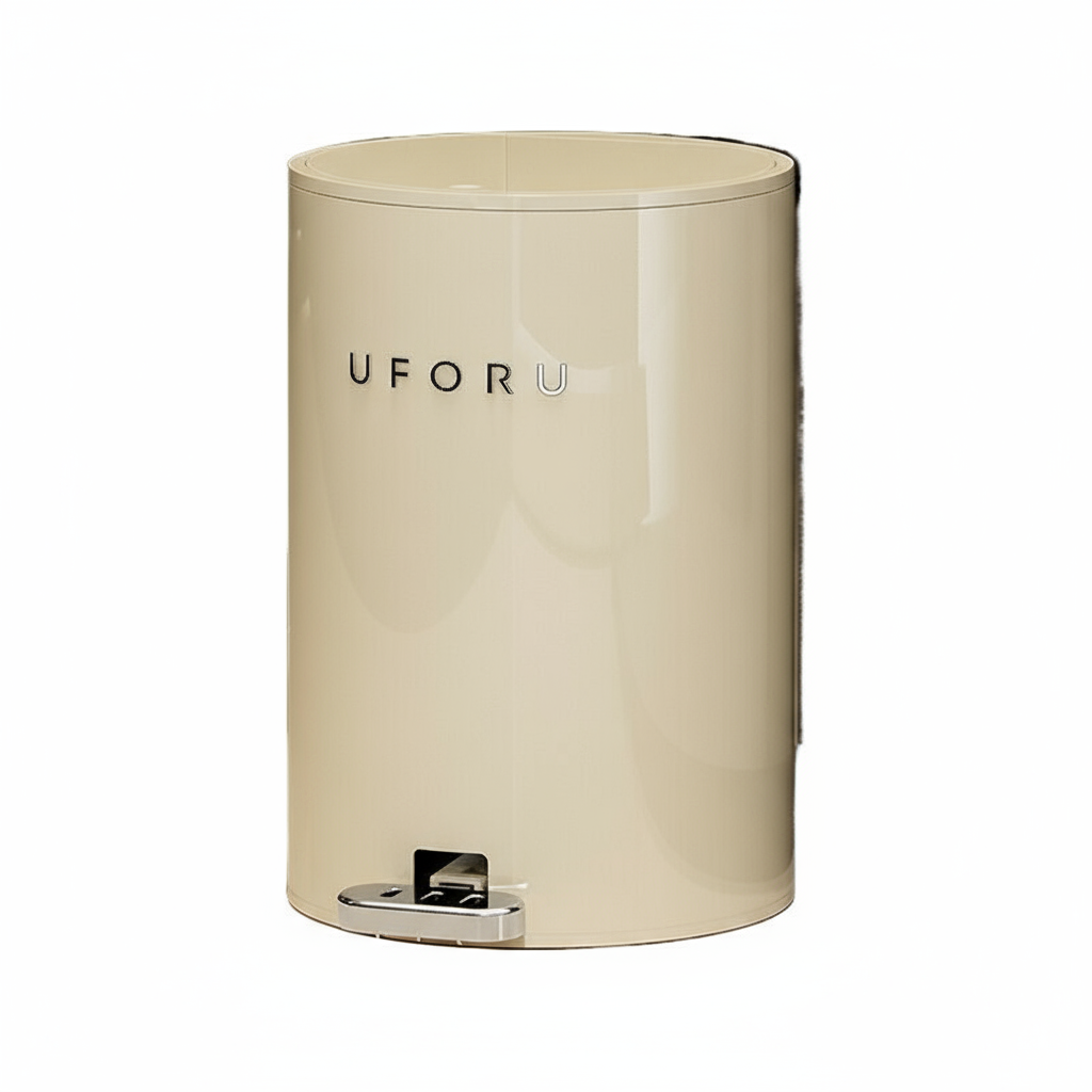 Cream White Double Open Trash Can – 12L Stainless Steel Round Bin