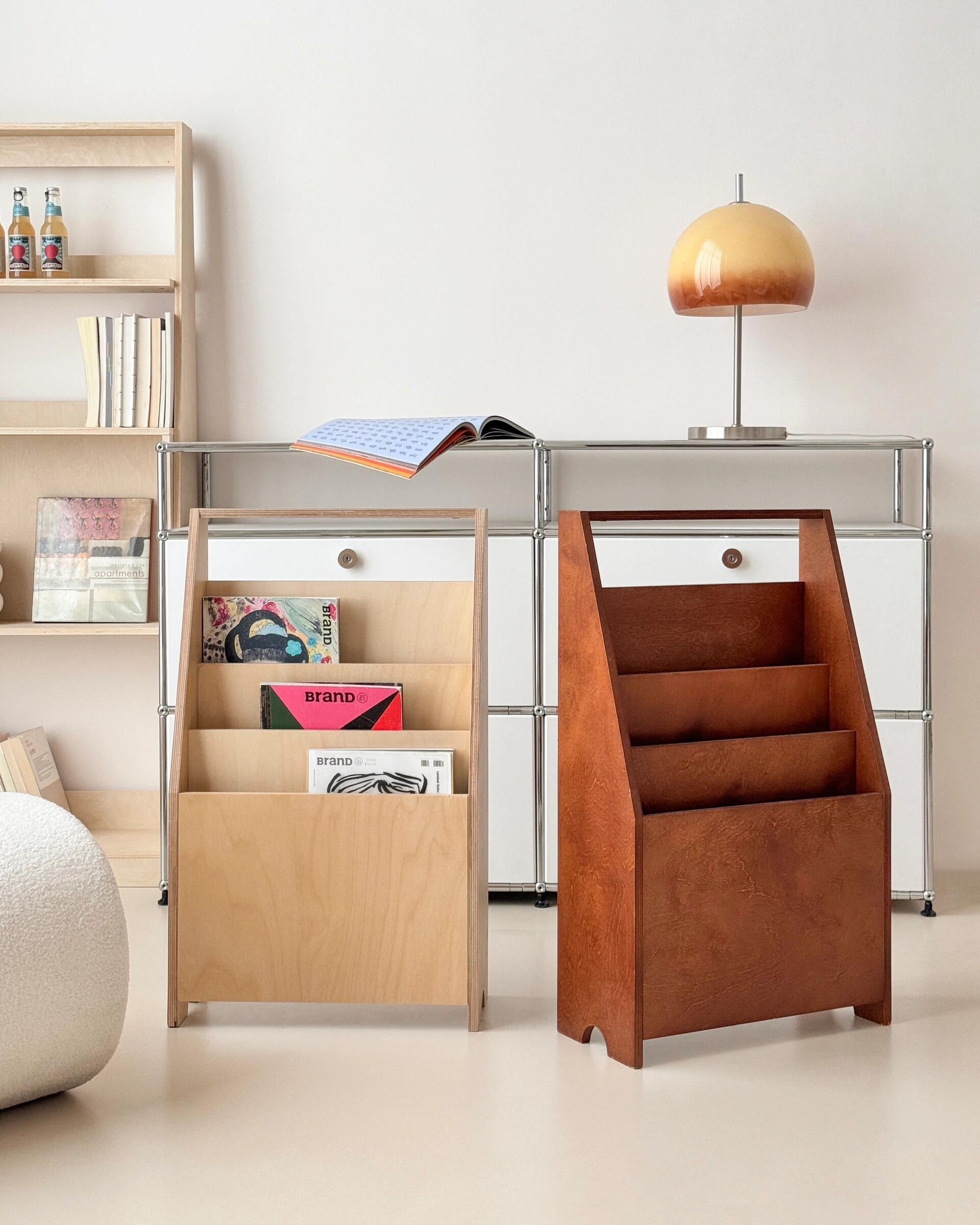 Vintage Wooden Magazine Rack & Bookshelf – Classic Retro Storage | Elegant Home Organizer