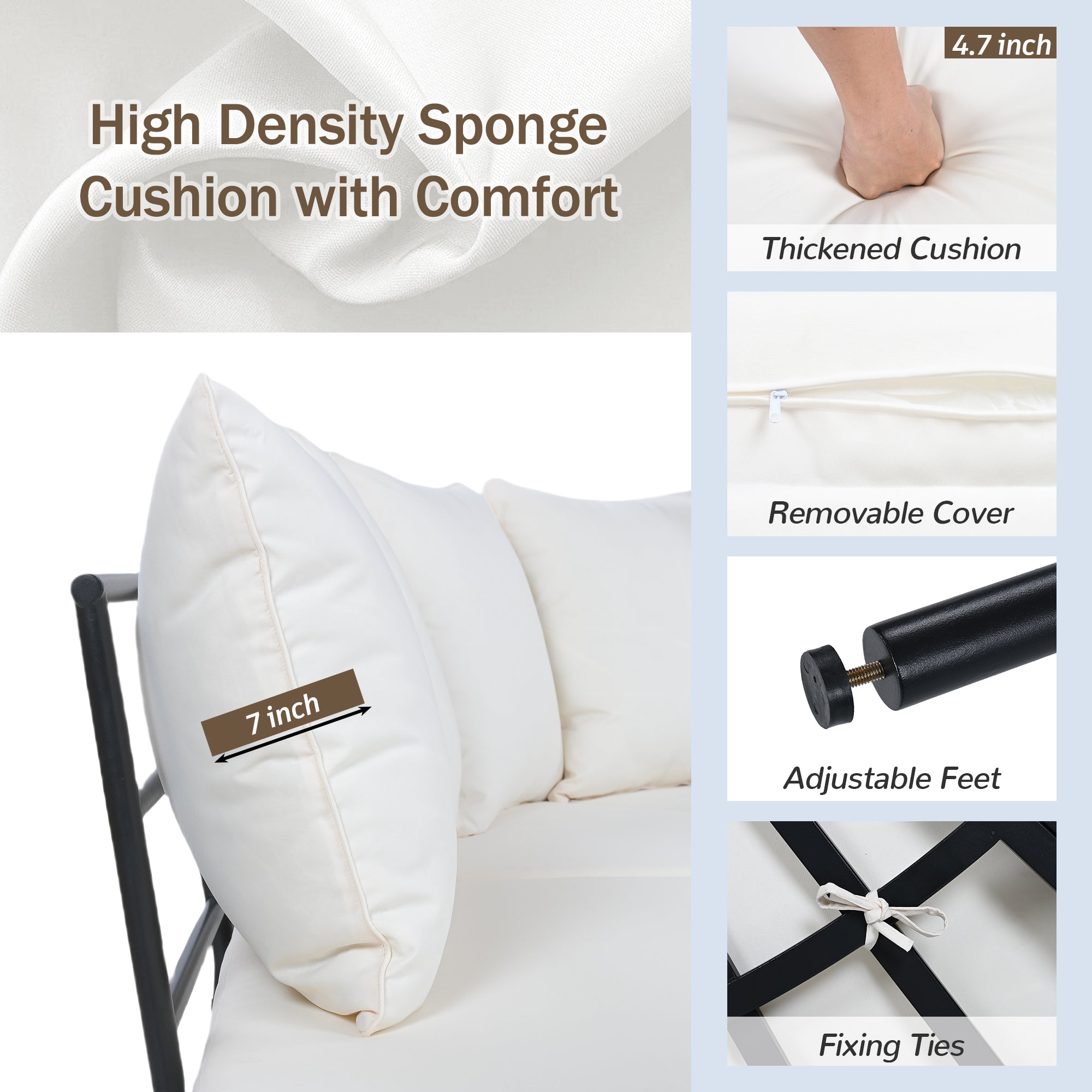 Patio Half- Moon Curved Outdoor Furniture Sofa Set with Coffee Table, Sangria Beech