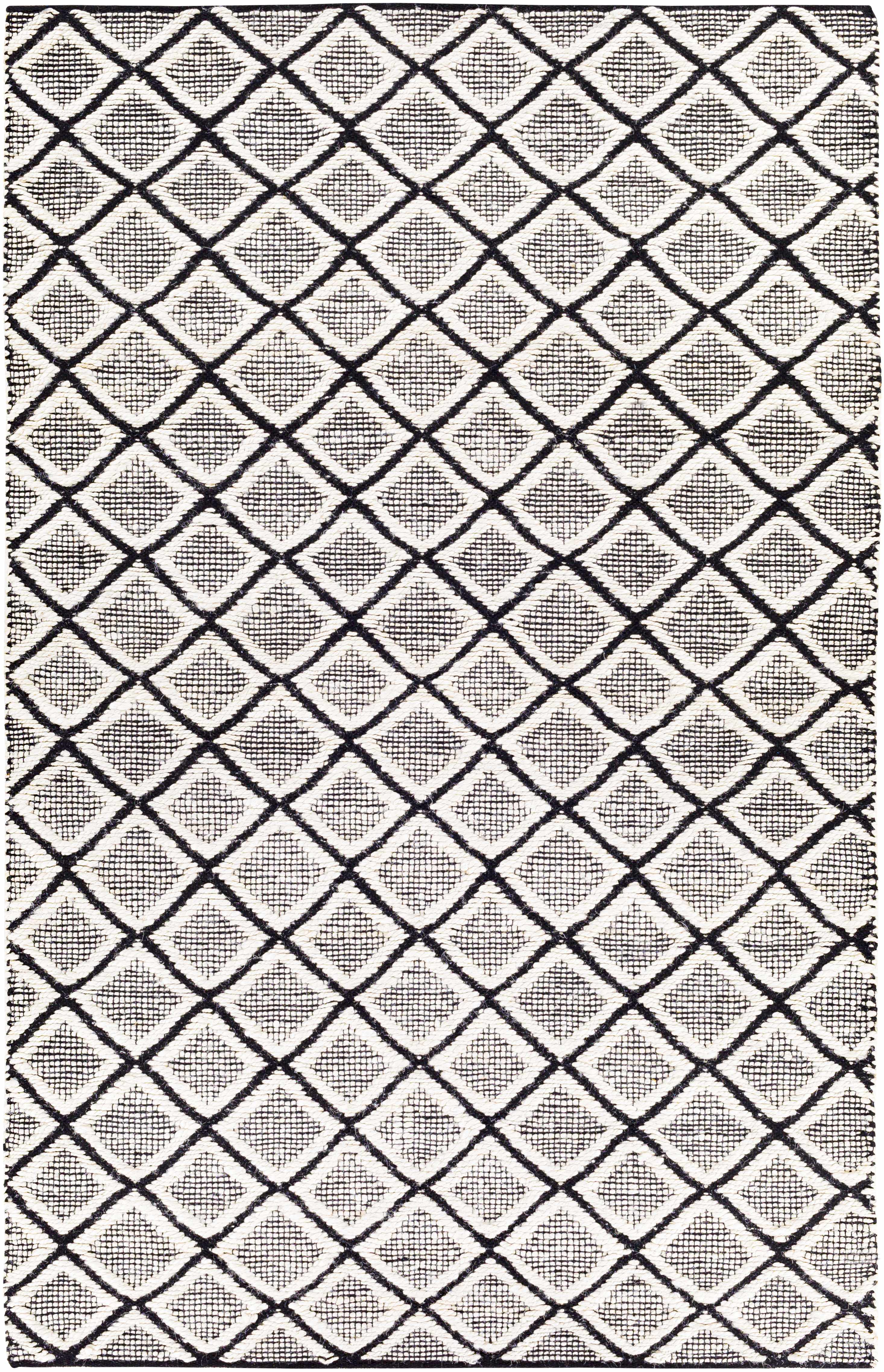 Handwoven Jute & Cotton Rug – Transitional Bohemian Design, Black & Cream