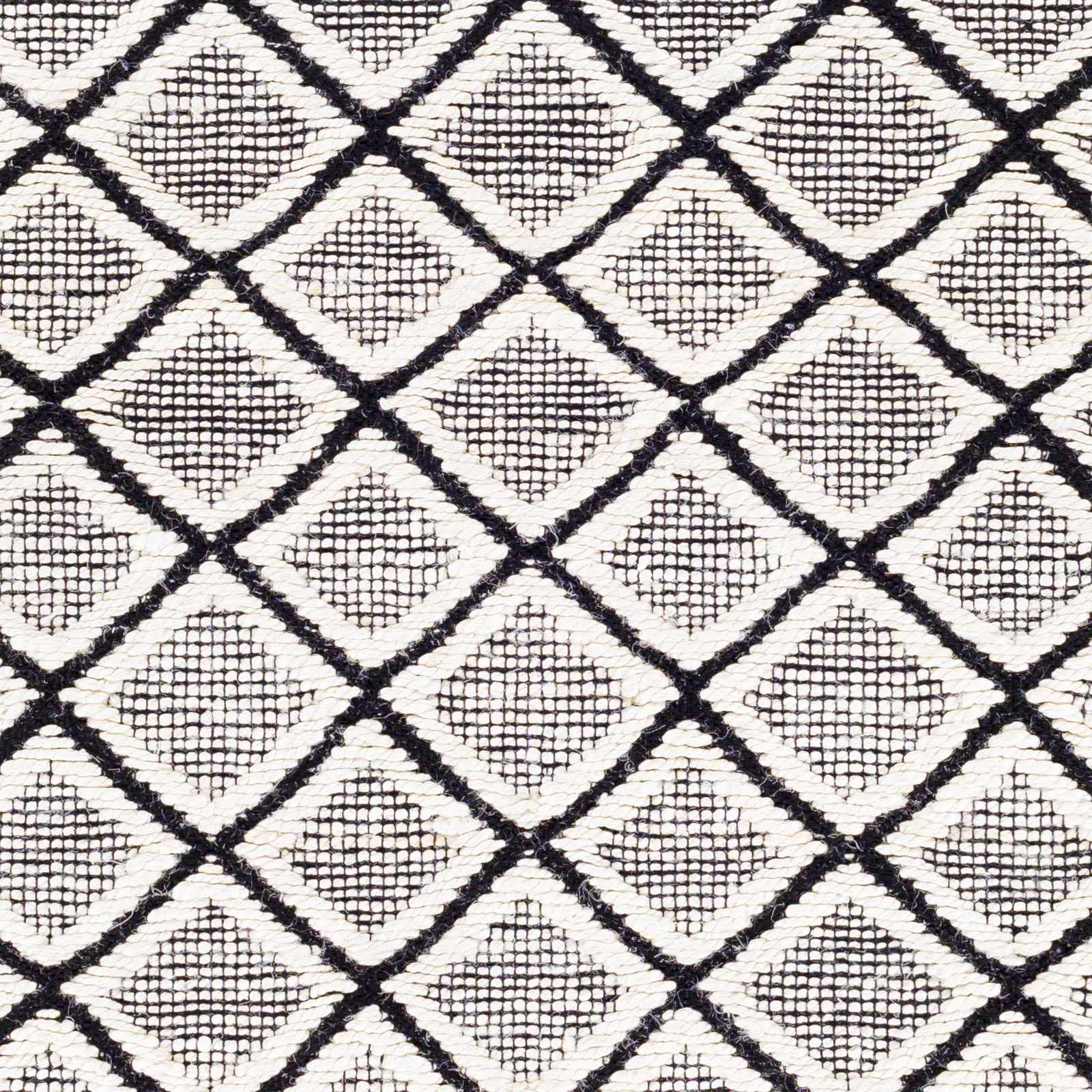 Handwoven Jute & Cotton Rug – Transitional Bohemian Design, Black & Cream