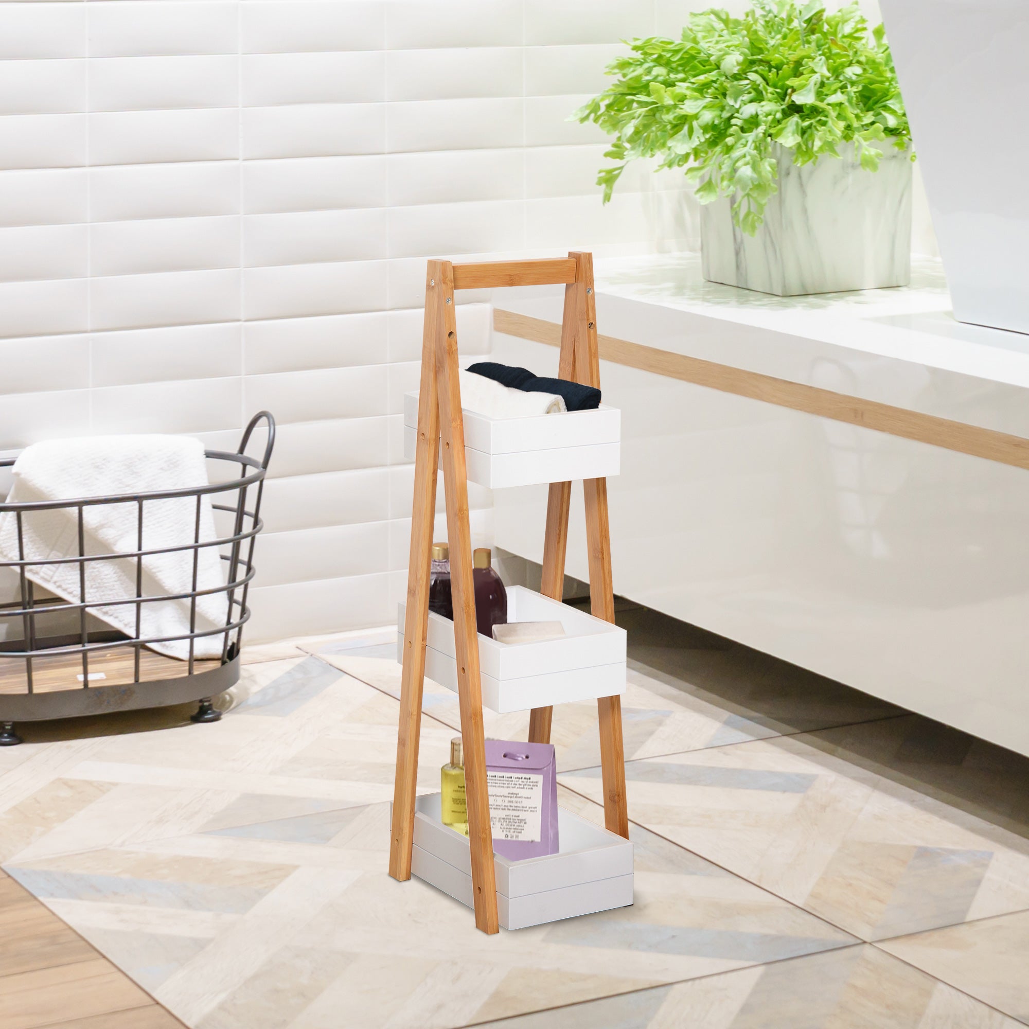 3 Tier A Frame Bathroom Shower Caddy Freestanding Rack Storage Unit Shelf Organiser-1