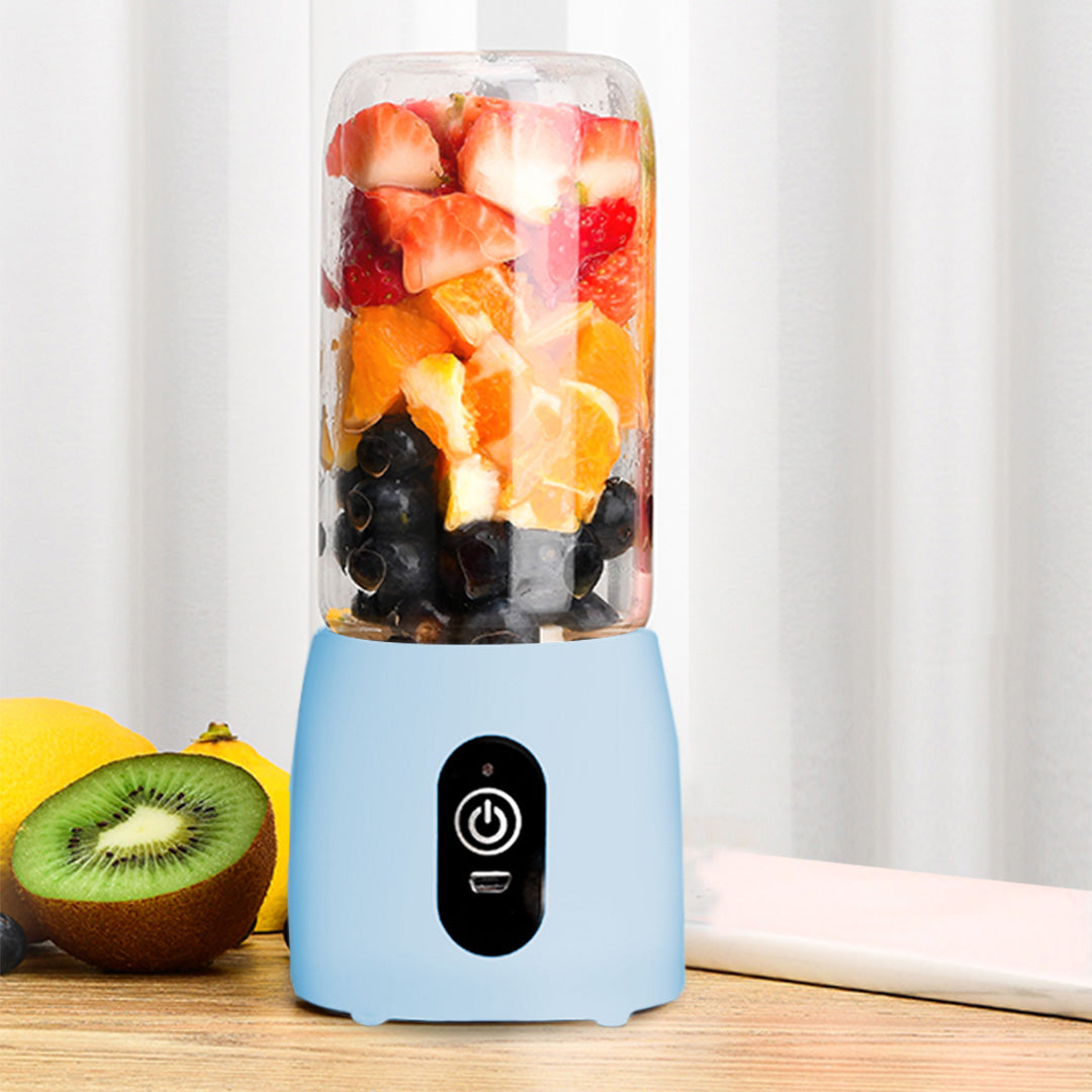 Blue Portable USB Rechargeable Mini Juicer Cup – 2-Pack Glass Smoothie Blender for Home, Office & Travel