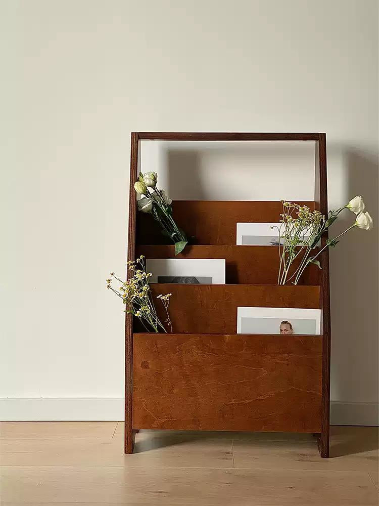 Vintage Wooden Magazine Rack & Bookshelf – Classic Retro Storage | Elegant Home Organizer