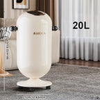 20L White Trash Can with Lid & Wheels – Modern Compact Waste Bin