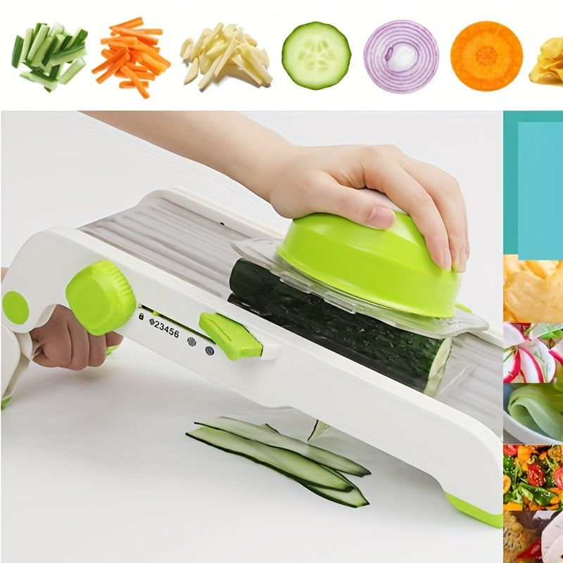 Premium Adjustable Stainless Steel Manual Kitchen Slicer – Precision Fruit, Vegetable & Meat Cutter