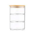 Stackable Round Bamboo Glass Jar – 450ml Airtight Pantry & Bathroom Storage