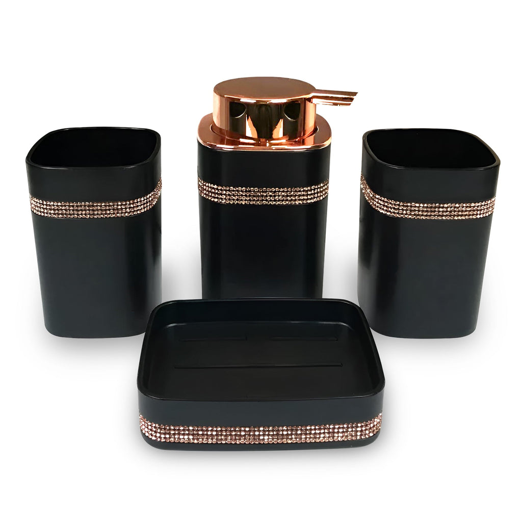 4-Piece Modern Bathroom Accessories Set – Durable Polypropylene Organizer Kit for a Stylish Bathroom