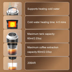 Portable USB Coffee Maker – Hot & Cold Espresso Machine, Rechargeable, Ground Coffee & Capsule Compatible