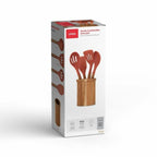 5-Piece Orange Kitchen Utensils Set – Silicone & Acacia Wood