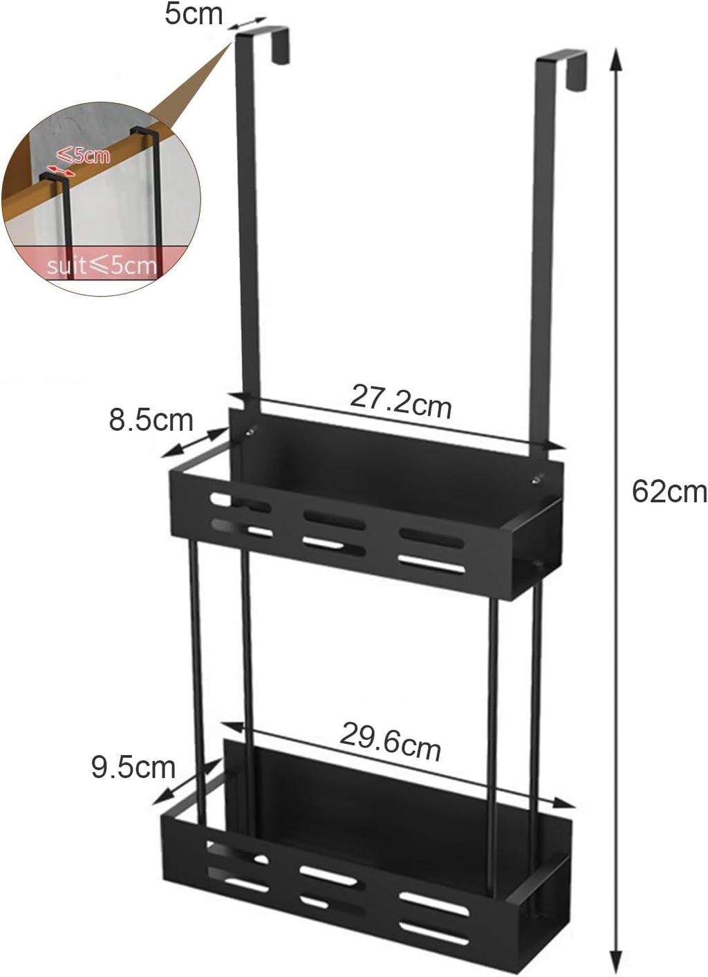 CARLA HOME Over the Door 2-tier Shower Caddy Organiser Shelf with Hooks for Bathroom-0