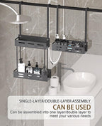 CARLA HOME Over the Door 2-tier Shower Caddy Organiser Shelf with Hooks for Bathroom-1