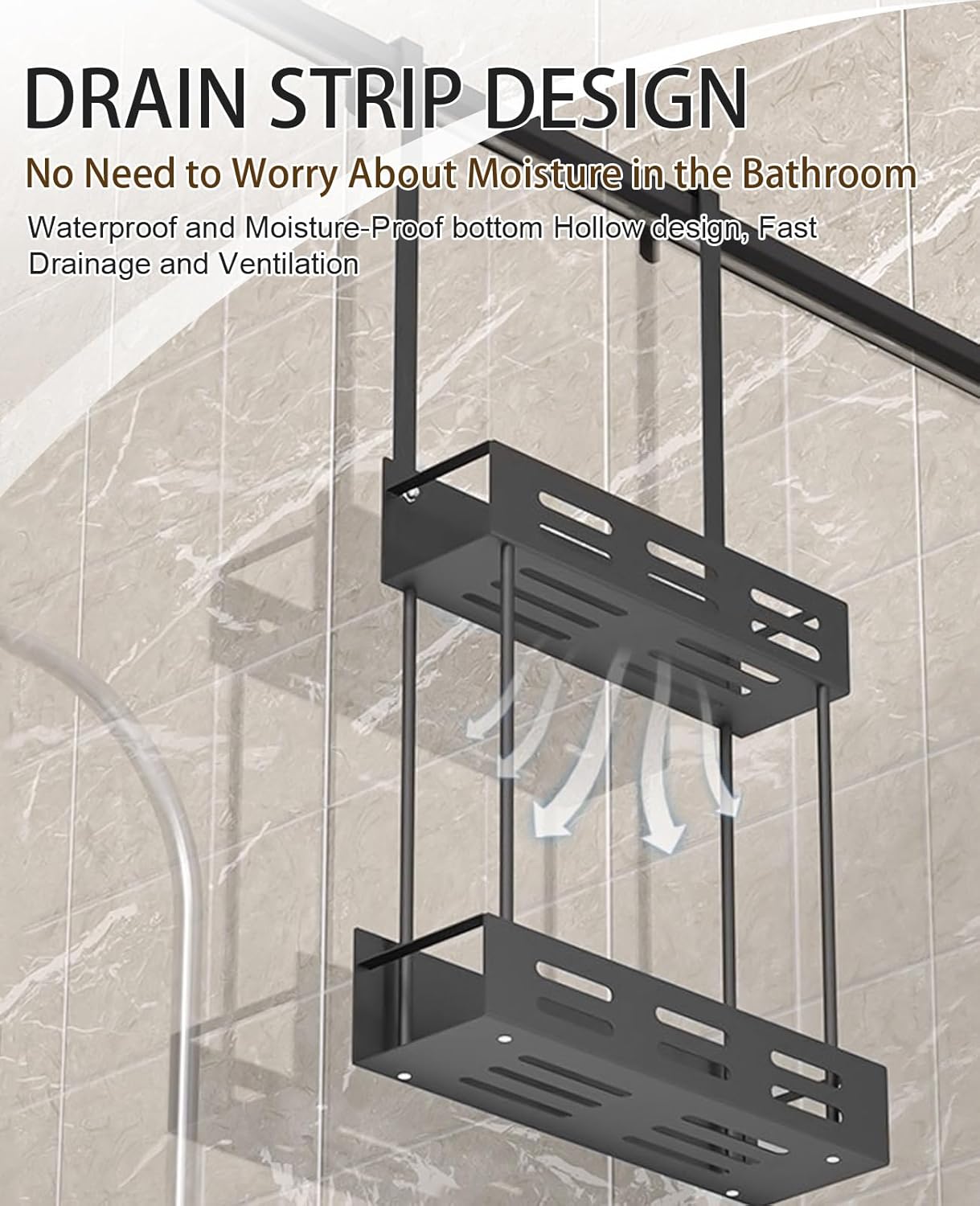 CARLA HOME Over the Door 2-tier Shower Caddy Organiser Shelf with Hooks for Bathroom-3