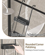 CARLA HOME Over the Door 2-tier Shower Caddy Organiser Shelf with Hooks for Bathroom-4