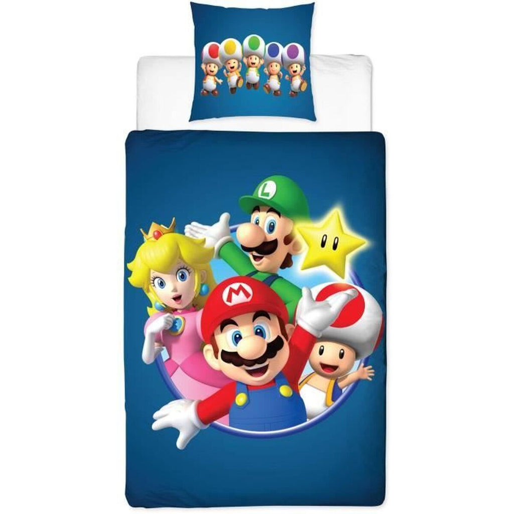 Mario Bros Blue Children's Duvet Cover Set – Double, 2 Pieces