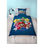 Mario Bros Blue Children's Duvet Cover Set – Double, 2 Pieces