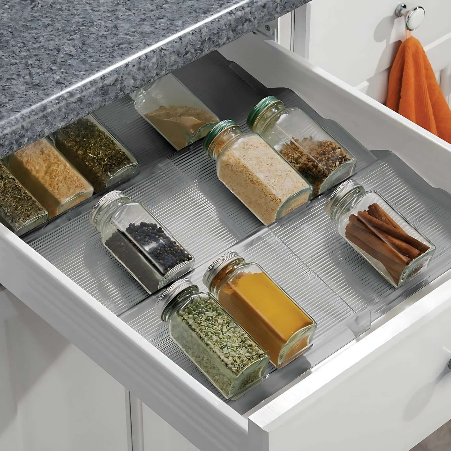 Adjustable In-Drawer Storage Rack – Expandable Multi-Use Organizer for Kitchen & Pantry