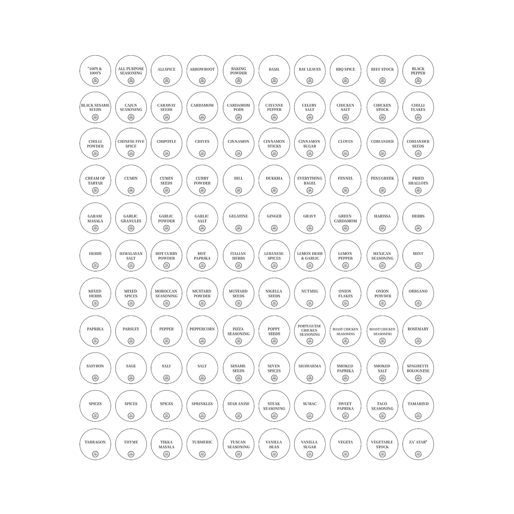 110-Pack Minimalist Waterproof Spice Jar Labels (Black & White) – Pantry Organisation Stickers
