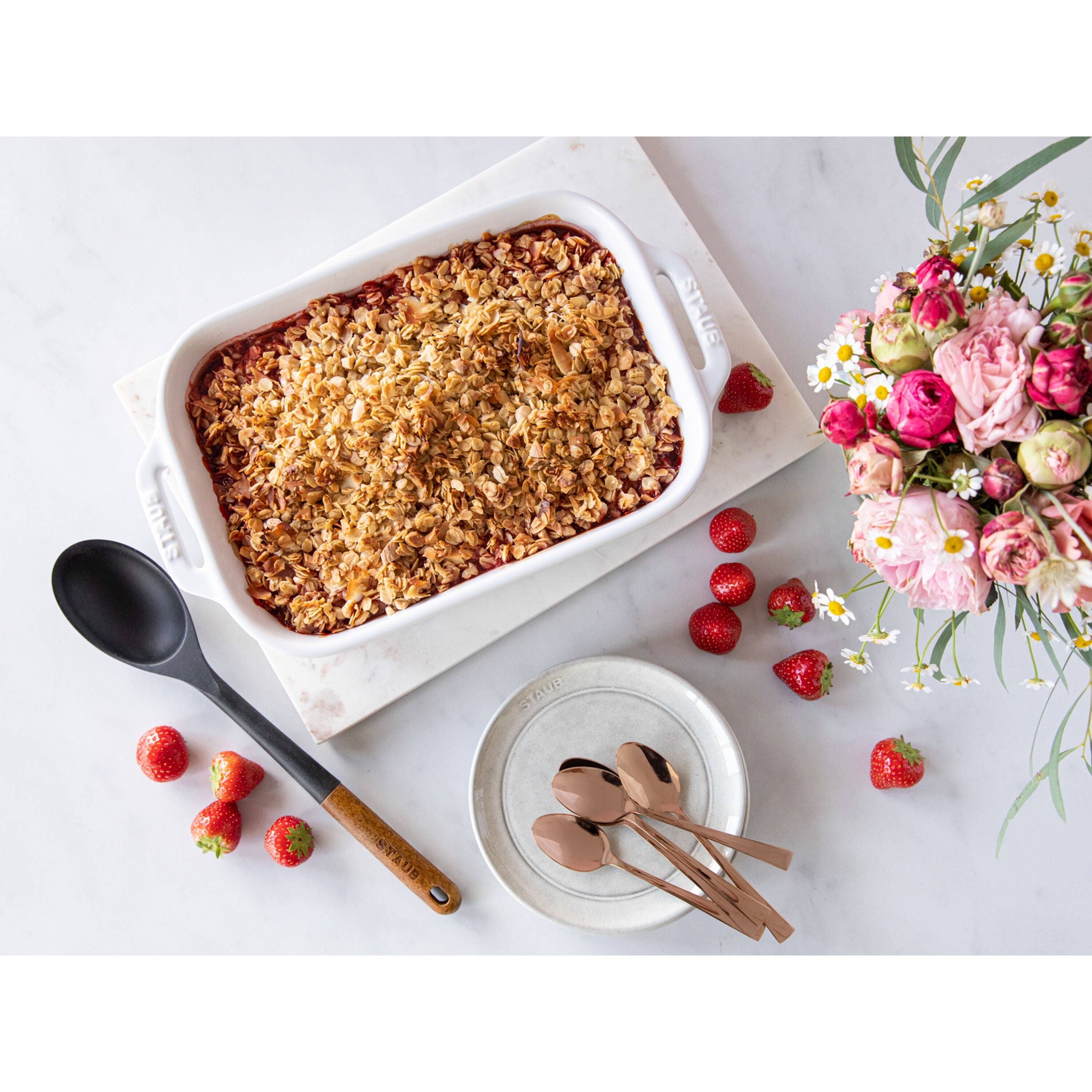 STAUB Ceramique 4.4 L Ceramic Rectangular Oven Dish, White-3