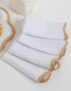 Linen Table Placemet and Napkins Set with Scalloped Edges-0