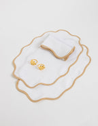Linen Table Placemet and Napkins Set with Scalloped Edges-1