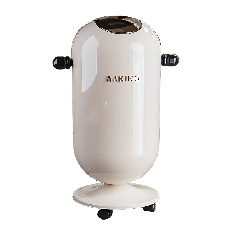 20L White Trash Can with Lid & Wheels – Modern Compact Waste Bin