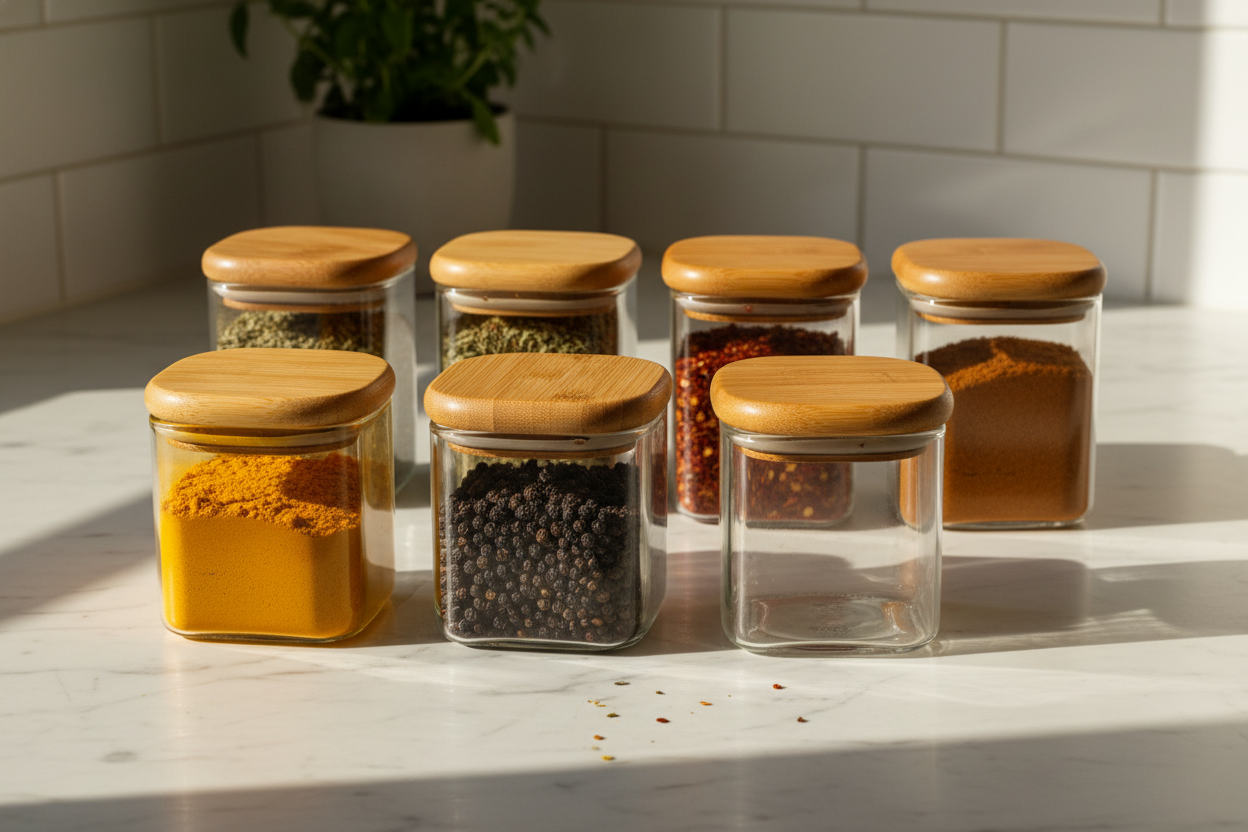 6pc 180ml Square Spice Jars