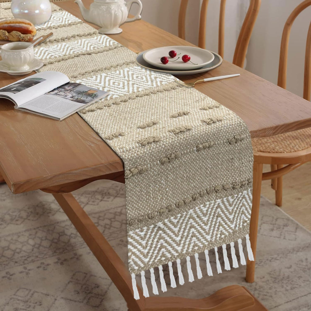 Handmade Cotton Chevron Table Runner – Bohemian Elegance for Your Table