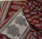 Red & Black Intricate Hand Block Printed Cotton Fabric – Artisan Crafted in India