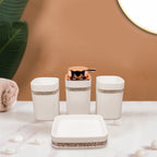 4-Piece Modern Bathroom Accessories Set – Durable Polypropylene Organizer Kit for a Stylish Bathroom