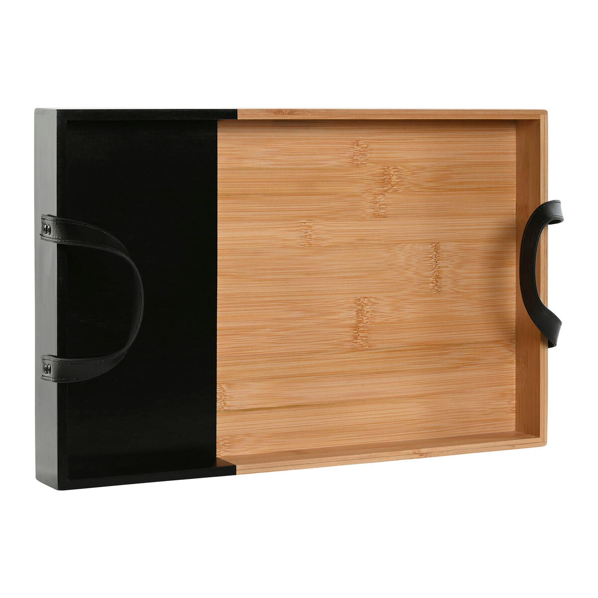 Modern Black & Natural Bamboo Snack Tray – Stylish Home Serving Tray by ESPRIT (42 x 27 x 4.5 cm)