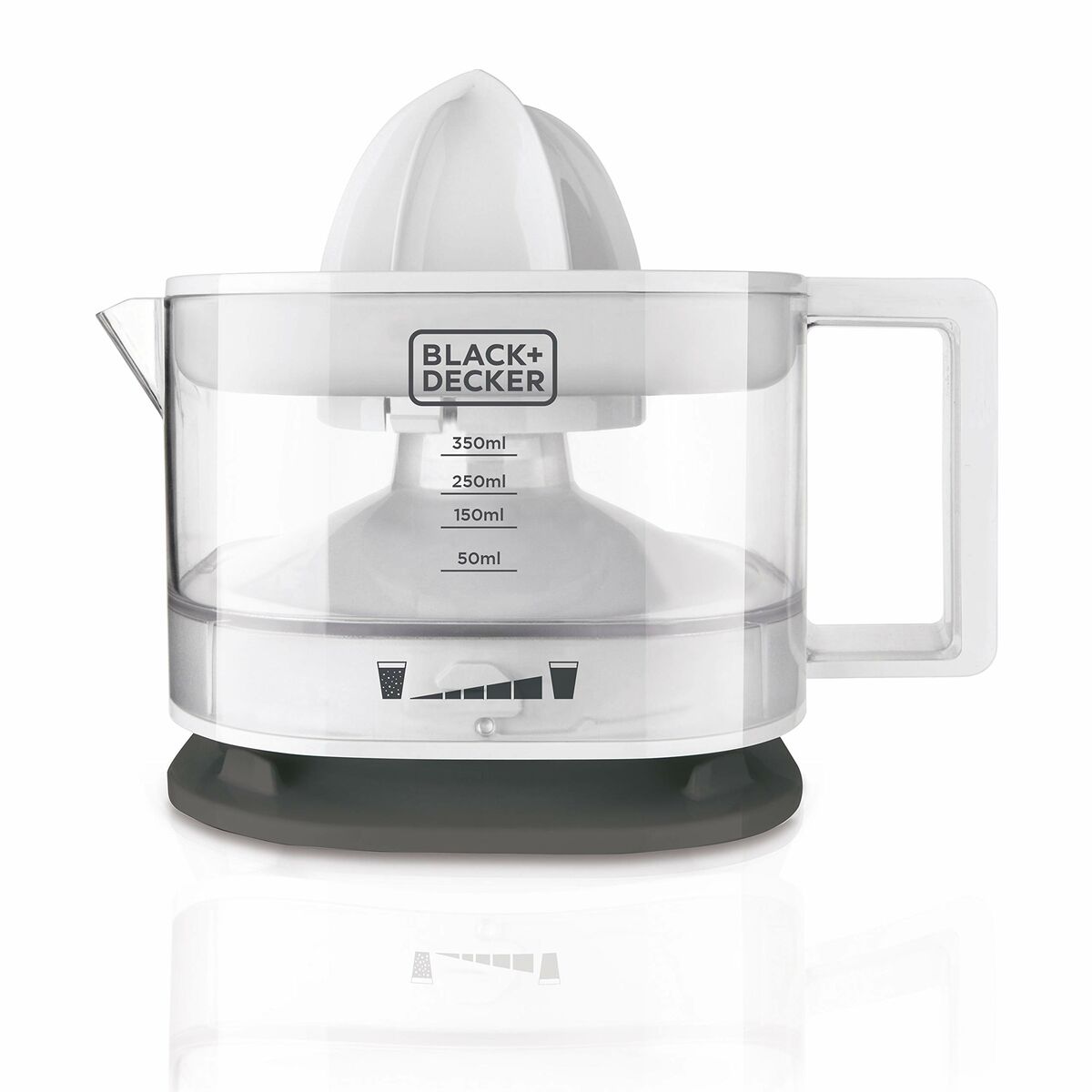Black & Decker Electric Juicer 25W – 350ml Citrus Juicer with Pulp Separator (White)