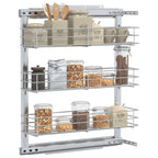 3-Tier Pull-Out Silver Wire Kitchen Basket with Sliding Runners