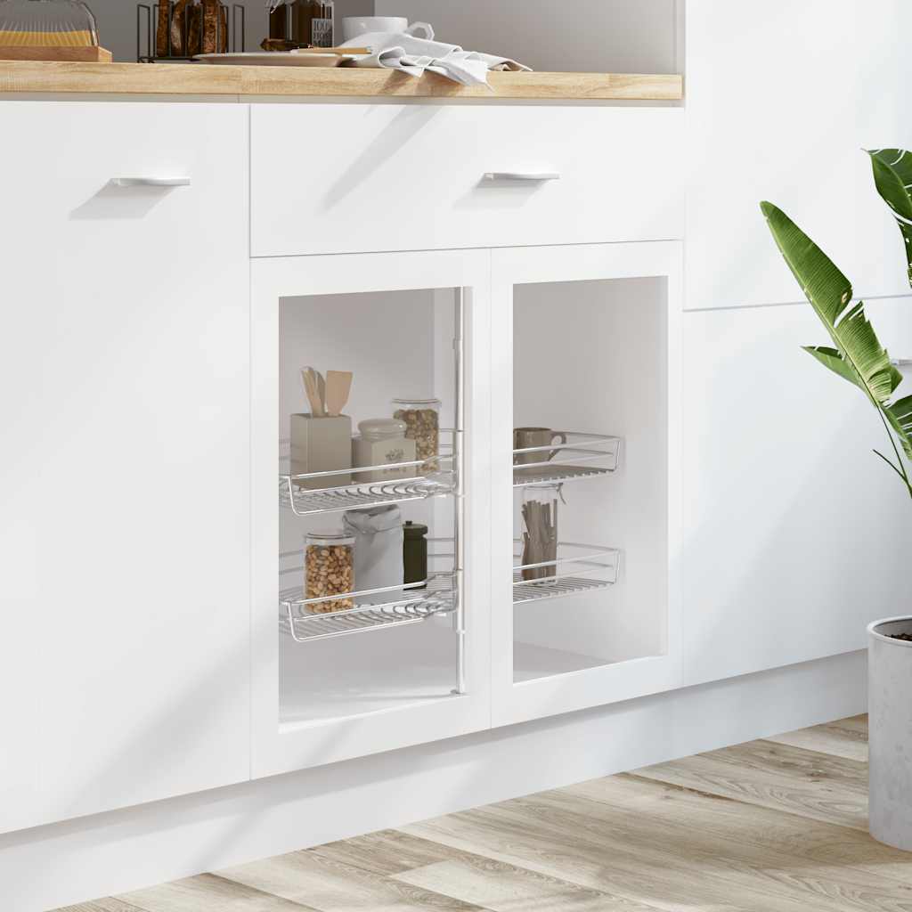 NNEVL 2-Tier Kitchen Wire Basket Silver 180 Degree 75x38x80 cm-2