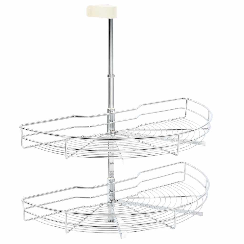 NNEVL 2-Tier Kitchen Wire Basket Silver 180 Degree 75x38x80 cm-3