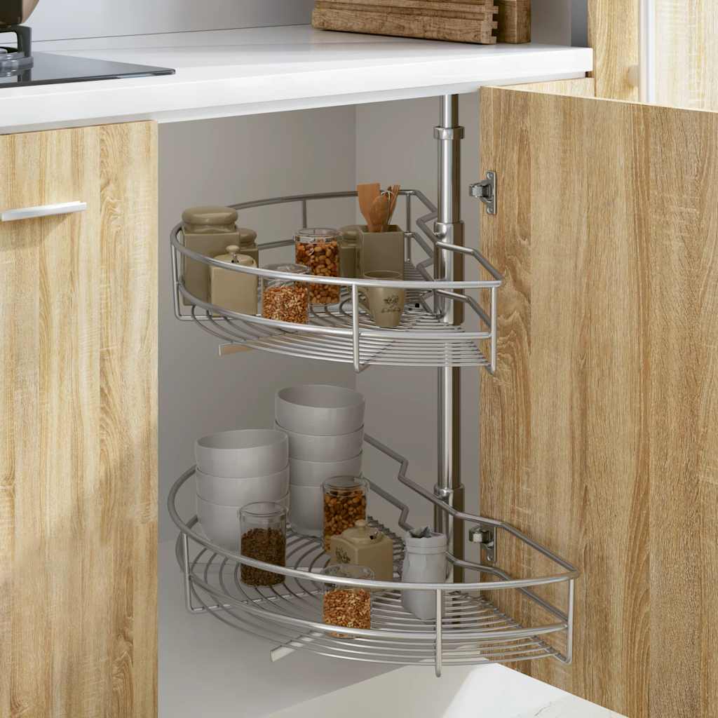 NNEVL 2-Tier Kitchen Wire Basket Silver 180 Degree 75x38x80 cm-0